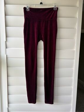 SPANX High-Waist Velvet Leggings in Deep Burgundy